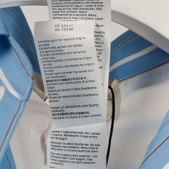 Weekend Max Mara Nadar Light Blue Striped Embroidered Cotton Poplin Shirt - Picture 14 of 16
